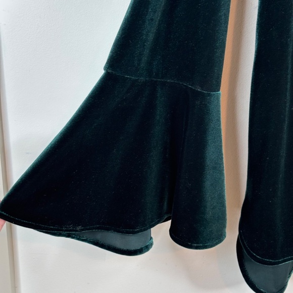 Calvin Klein Velvet Blouse 0X Emerald Green Bell Sleeve Christmas Holiday Photos - Picture 4 of 12